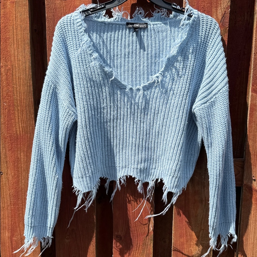 Derek Heart Soft Blue Knit Sweater Size S